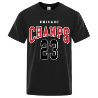 Chicago Champs 23 Print Tshirt Men Tee Clothes Street Street Breathable Cotton Gildan