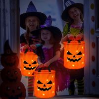 【YF】﹉ﺴ  Glowing Pumpkin Trick Or Treat With Reusable Polyester