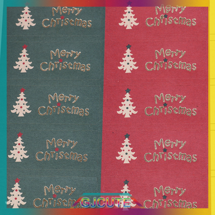 gjcute-100pcs-merry-christmas-package-seal-สติกเกอร์คริสต์มาส-tree-gift-label