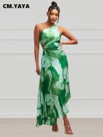 【jw】✴◊✗  CM.YAYA Tie Dye Print Sleeveless Shoulder Pleated 2023 Beach Evening Dresses Vestidos