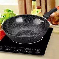 Pan Maifan Stone Wok Non-stick Pan No-smoke Induction Cooker Gas Stove 32CM34CM Stir-fry Iron Pot Cooking Pot Kitchen Pots