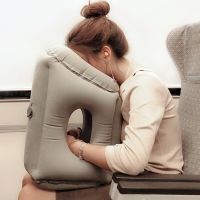 Inflatable Travel Pillow Portable Air Cushion Headrest Chin Support Cushions for Car Plane Railway Office Rest Neck Nap Pillows Seat Cushions