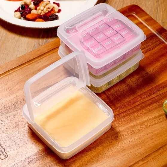 2PCS Transparent Butter Cheese Storage Box Portable Refrigerator