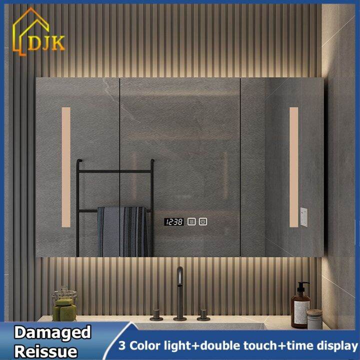 Solid Wood LED Smart Mirror Bathroom Storage Mirror