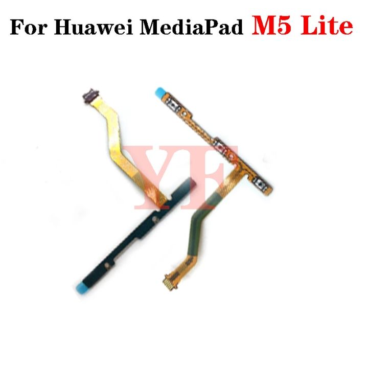 สำหรับ Huawei MediaPad M5 Lite BAH2-W09 BAH2-AL10ปุ่มปรับระดับเสียงสายเคเบิลงอได้คีย์ด้านข้างเปิดปิดส่วนซ่อมแซมปุ่มควบคุม