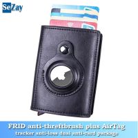 Slim Wallet With PU Premium Leather Case for Apple AirTag Men Credit Card Holder RFID Blocking For AirTag Protective Case