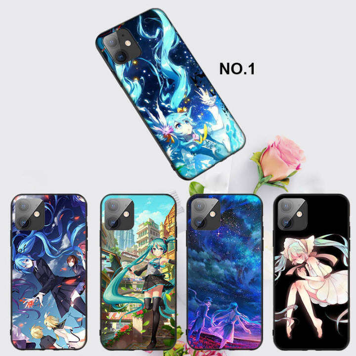 casing-หรับ-iphone-14-13-11-pro-max-11-mini-8-8-plus-hatsune-miku-anime-pattern-phone-เคสโทรศัพท์-อ่อนนุ่ม-tpu-shockproof-black-ปก