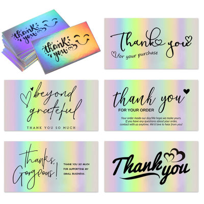 Rainbow 50pcs Thank You Cards 9*5cm Small Business Decor Card for Wedding,Baby Shower,Birthday Gift, Flower Shop note card