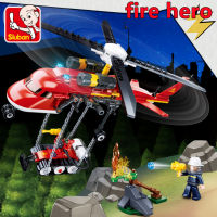 Hot Sluban Building Block ของเล่น City Fire Fighter 325PCS อิฐ B0807 Fire Helicopter Motain Fire Team Fit กับแบรนด์ชั้นนำ
