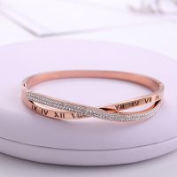 New Fashion Classic Women 39;s Bracelet Silver Color Gold Bangles for Women Rose Gold Rhinestone Bracelet Cuff Trendy Jewelry Gifts
