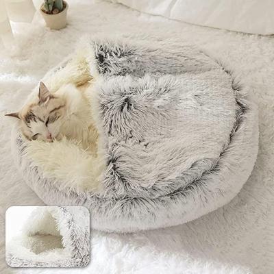 [pets baby] ตะกร้ากลมเบาะนอนน้องแมวผ้าพลัฌ