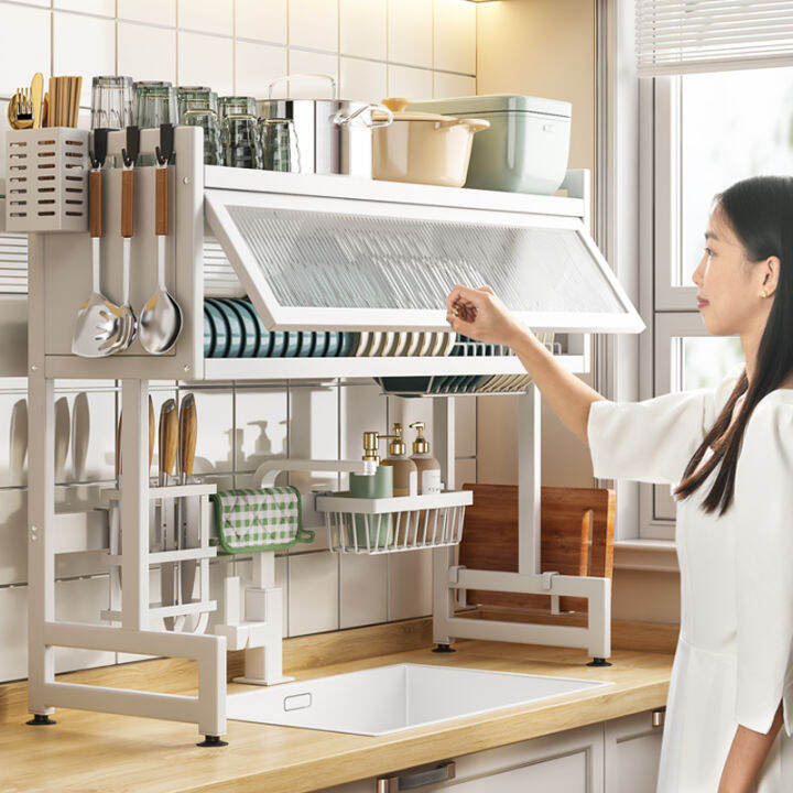 Rak Piring Wastafel Tertutup Rak Dapur Stainless Steel Dan Peralatan