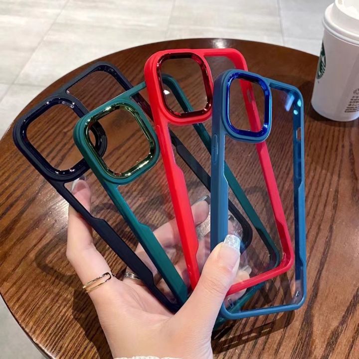 012-เคสใสกันกระแทก-oppo-realme-9i-9pro-9proplus-c35-c12-c15-c25-c11-c20-realme50aprime-ขอบสีหลังใส-acrylic-case