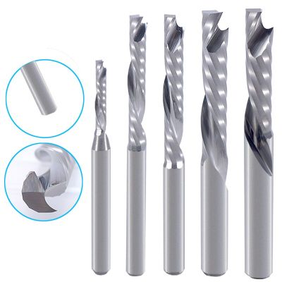 5Pcs HSK 3.175 4 6 8 10mm UP DOWN Cut 1 Flutes Spiral Carbide Milling เครื่องมือ เราเตอร์ CNC เครื่องตัดไม้อัด End Mill Bits