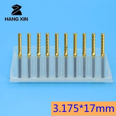 Hangxin การตัดที่ตัดตาปลาทังสเตนคาร์ไบด์3.175มม. 10ชิ้น Pcb ดอกสว่านเจาะเราเตอร์บิตสำหรับเครื่องแกะสลัก