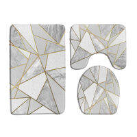 3PCS Black White Marble Anti-Slip Bath Mats Modern Design Geometry Bedroom Kitchen Carpet Toilet Seat Cover Bathroom Rugs Set