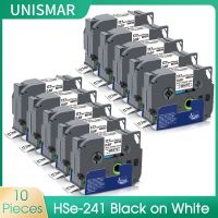 10ชิ้นเทปหลอดที่หดได้เมื่อถูกความร้อนความร้อน Hse-241 Hse241 HS241 17.7มิลลิเมตรสีดำบนขาวเหมาะสำหรับพี่ชายน้องชาย P-Touch D400VP เครื่องพิมพ์ฉลาก