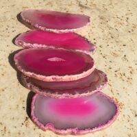 5PCS Natural Agate Slices Pink Dyed Agate Stones And Minerals For Decoration Gemstones Coaster Gifts