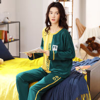 2022 spring and autumn womens pajamas long-sleeved cotton youth cotton can be worn outside student suits thin home clothes