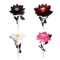 【DT】 hot  Black Leaf Single Simulated Lotus Branch Artificial Flower Living Room Desktop Home Decor Foral Arrangements Wedding Bouquets