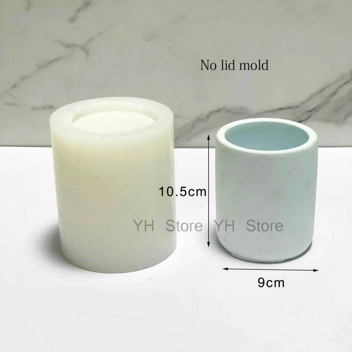 Tall Round Candle Vessel Silicone Concrete Mold Cement Jar Mold Jewelry