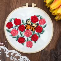 ชุดปักลายดอกไม้ ฟรีสะดึงขนาด 20cm. Flower DIY Embroidery kit 20cm.