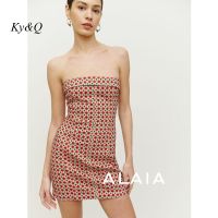 ✳ 2022 Summer New French Retro Pattern Print Lattice Tube Top Dress Ladies Sweet Sexy All Match Elegant Holiday Dresses Women