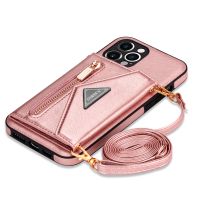 【Enjoy electronic】 Zipper Wallet for IPhone 14 13 Pro Max 12 Mini 11 X XR XS  7 8 Plus Case with Card Holder Lanyard Strap Crossbody Leather Cover