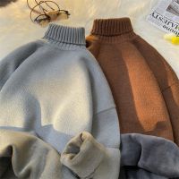 Winter Fleece Warm Sweaters Mens Turtleneck Sweater Knitted Pullovers Knitwear Thicken Men Casual Jumper Slim Fit Pure Sweater