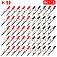 KRE 50ชิ้น50มิลลิเมตรเดี่ยวเขี้ยวจับ5A จระเข้คลิปเหล็กยึดไฟฟ้าสำหรับการทดสอบ P Robe เมตรจระเข้คลิป