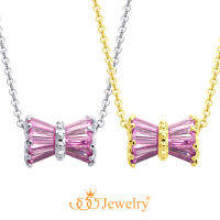 555jewelry สร้อยคอพร้อมจี้ แฟชั่น Bead ดีไซน์สวย รูปโบ ประดับเพชร CZ สำหรับผู้หญิง รุ่น MNC-BN072  [P-2]