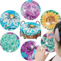 GATYZTORY 6pc/sets DIY Diamond Painting Coasters Drink Cup Cushion With Holder Diamond Mosaic Kits Rhinestones Paintings Decor