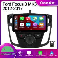 Acodo 9 "2 Din เครื่องเล่นวิทยุติดรถยนต์ Android12สำหรับฟอร์ดโฟกัส3 MK3 2012-2017 GPS นำทาง IPS FM BT CarPlay เฮดยูนิทสเตอริโออัตโนมัติ