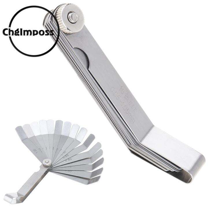 ChgImposs 100A16 0.05 1mm Curved Feeler Gauge 16 Blades Stainless