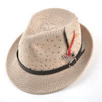 แฟชั่นฤดูร้อน Unisex Fedoras หมวกปานามาหมวกฟางผู้ชาย Sun Beach Feather หมวก Breathability หมวกสำหรับสตรี Chapeu Feminino