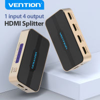 Vention HDMI 1x4 Splitter 1 In 4 Out HDMI Splitter 4K HD 3D Vision Audiovisual Sync ฮับพอร์ต HDMI พร้อมแหล่งจ่ายไฟสำหรับกล่องทีวีคอมพิวเตอร์ PS3 4 จอภาพโปรเจคเตอร์แล็ปท็อป HDMI Switch Adapter HDMI Switcher