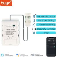 Tuya สวิตช์ควบคุม TH-16ไร้สาย Wi-Fi พร้อมหน้าจอแสดงผลการบริโภคเพาเวอร์ความชื้นและอุณหภูมิเทอร์โมสตัทรองรับ Alexa