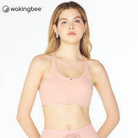 Wakingbee Trash Not Bra (Pink) สปอร์ตบรา มีซิปหน้า ทรงสวย กระชับ ทำจากผ้ารีไซเคิลรักษ์โลก กันยูวี แห้งเร็ว มีฟองน้ำ