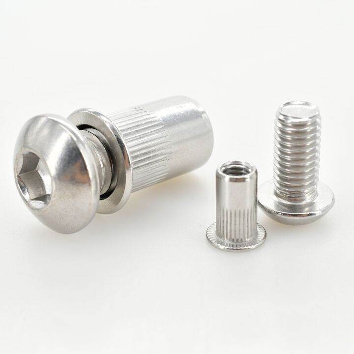 304-stainless-steel-rivet-nut-flat-head-thread-insert-nuts-rivets-hex-allen-screw-set-hexagonal-bolt-rivnut-m3-m4-m5-m6-m8-m10