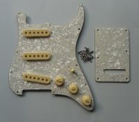 KR- ST Pickguard Back Plate Aged Pearl with Cream Pickup Covers Knobs Tip