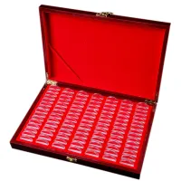 100Pcs Round Wood Coins Case Storage Holders Display Wooden Commemorative Collection Box Home Decoration