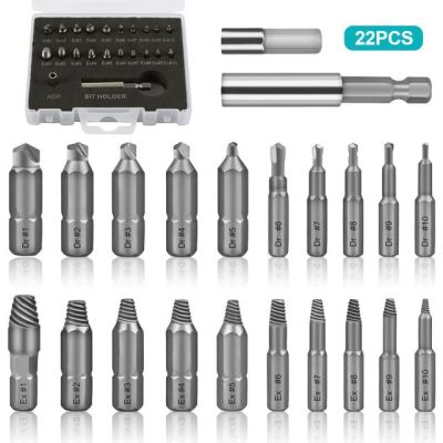 HH-DDPJ22pcs Damaged Screw Extractor Drill Bits Set Extractor Screwdriver Remover Purpose Tools Broken Speed Out Bolt Stud Remover Tool