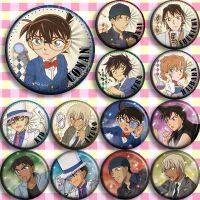 HOT!!!✑■△ pdh711 1pc 58mm Anime Detective Conan；Case Closed Conan Edogawa Mouri Ran Badges Brooch名侦探柯南徽章胸针