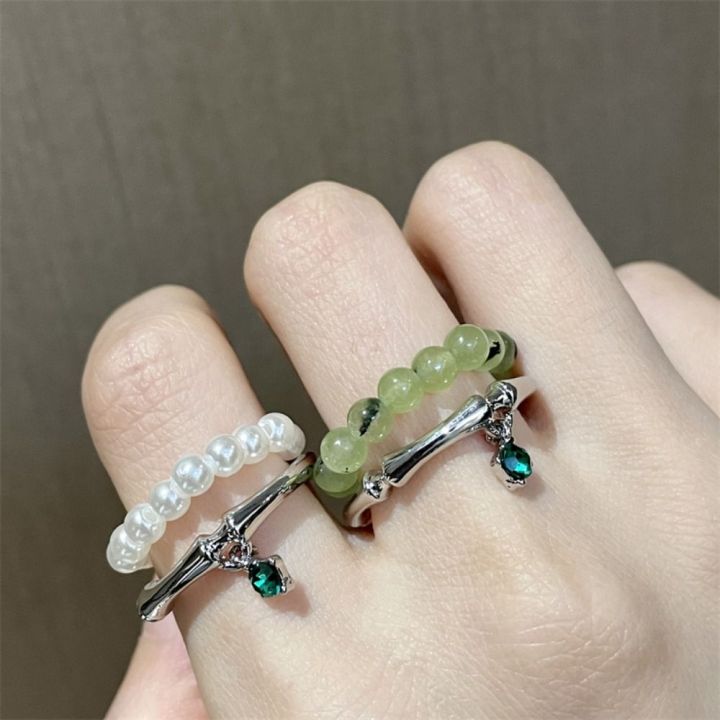yedue-เครื่องประดับแหวนทรงเรขาคณิตแหวนใส่นิ้วผู้หญิง-แหวนลูกปัดหยกแหวนสไตล์จีนแหวนปรับขนาดได้สำหรับผู้หญิงแหวนหยก