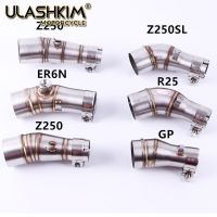 [HOT] ER6N R25 R3 GP Adapter รถจักรยานยนต์ไอเสียกลางท่อ Link ท่อส่วนกลางสำหรับ Kawasaki Ninja 250 250R Z250 Z300