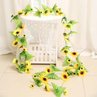 1pcs Artificial Silk Sunflower Ivy Vine Fake Flowers With Green Leaves / DIY Garland Garden Fences Home Wedding Decoration / Home Office Garden Outdoor Wall Greenery Cover Jungle Party Decoration