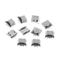 10ชิ้นไมโคร USB ประเภท B ปลั๊กตัวเมีย180องศา5-Pin แจ็คเอสเอ็มทีเชื่อมติด SMD