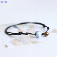 ?【Lowest price】SUTAI สร้อยข้อมือเซรามิคลายรอยแตกน้ำแข็งงานทำมือใหม่สุดสร้างสรรค์และสร้อยข้อมือเซรามิกกระดิ่งขนาดเล็กกำไลข้อเท้าสตรีถักด้วยมือแบบเรียบง่ายเครื่องประดับเซรามิกสุดสร้างสรรค์