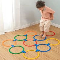 Outdoor Kids Funny Physical Training Sport Toys Lattice Jump Ring Set Game with 10 Hoops 10 Connectors for Park Play Boys Girls