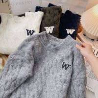 [COD] letter embroidery thick sweater womens autumn and winter 2022 new loose versatile long-sleeved knitted